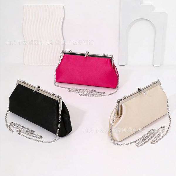 Light Luxury Faux Silk Banquet Clutch Chain Crossbody Bag Evening Bag Niche Design Women's Handbag For Cheongsam