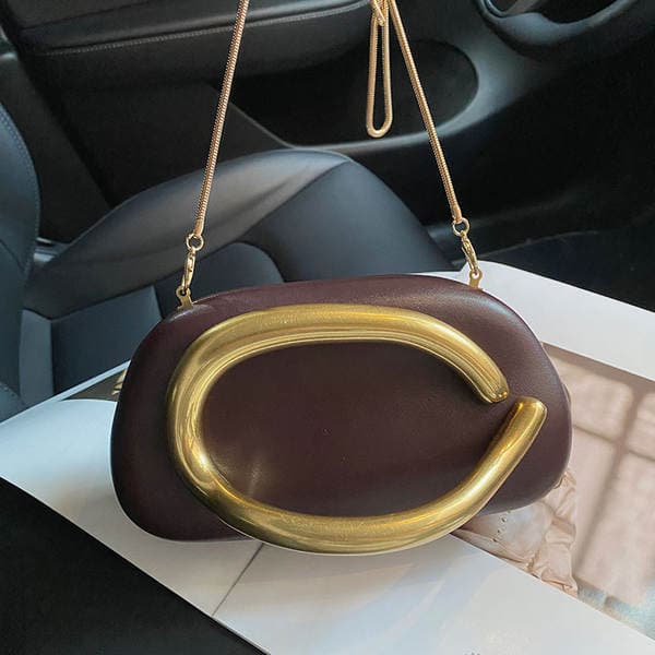 European & American Retro Niche Wine Red Metal Box Mini Square Bag - Versatile Banquet Clutch & Crossbody Phone Bag