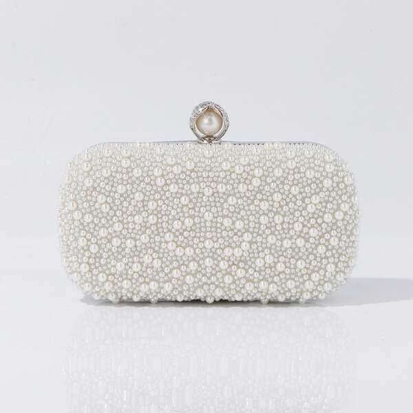Cross-Border Hot Sale Vintage Pearl Evening Bag, New Beaded Clutch For Cheongsam, Party & Formal Occasions