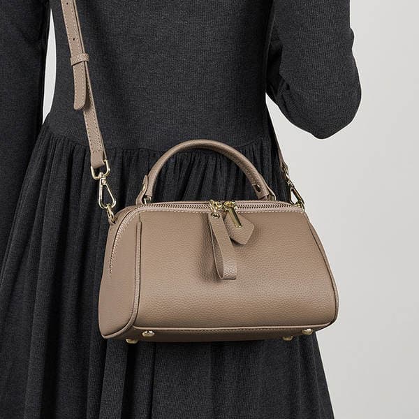 Genuine Leather Elegant Women's Bag 2026 New Retro Simple Classic Boston Handbag Cowhide Crossbody Shoulder Bag