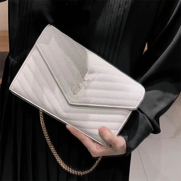 Women's 2025 New WOC Envelope Bag V-Quilted Chain Small Square Shoulder Crossbody Clutch Evening Bag