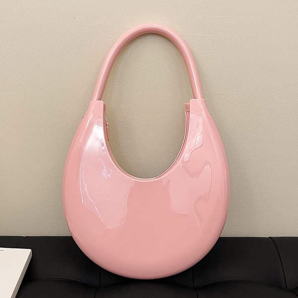 Cross-Border Trendy Minimalist Versatile Underarm Crescent Bag, Individual Texture Solid Color Plastic Shoulder Bag For Women