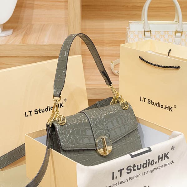 Hong Kong Genuine Leather Small Square Handbag For Women 2025 New Summer Luxury Underarm Bag Trendy Shoulder Crossbody Bag