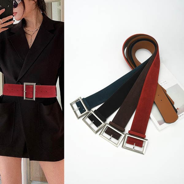 New Women's Leather Belt Fashion Alloy Wide Waist Belt Genuine Leather Waist Cincher Retro Decorative Slimming Versatile Simple
