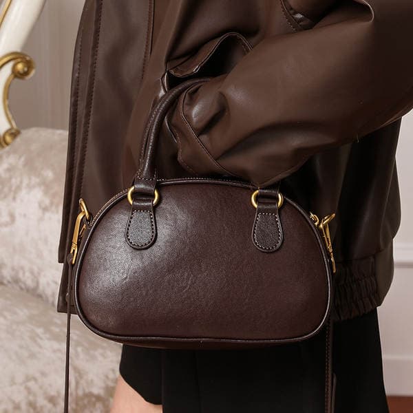 Genuine Leather Women's Small Bag 2025 New Arrival Vegetable Tanned Cowhide Niche Handbag Vintage Commuter Shoulder Crossbody Bag