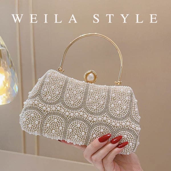 New Pearl Women's Bag Full-Bead Evening Handbag High-Gloss Pearl Clasp Wedding Versatile Crossbody Bag Bridesmaid Dress Bag