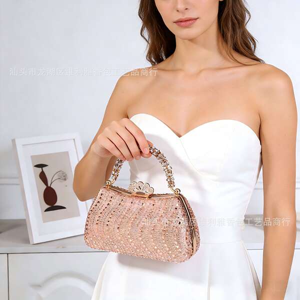 Luxury Sparkling Full-Diamond Square Evening Clutch Bag For Formal Dresses