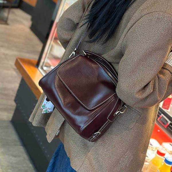 Genuine Leather Retro Women's Bag Spring/Summer 2026 New Casual Versatile Crossbody Bag High-End Large Capacity Shoulder Pillow Bag