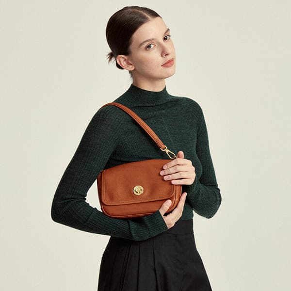 Vegetable-Tanned Cowhide Retro Underarm Bag, Niche Design Small Square Bag, 2026 Spring/Summer New Single Shoulder Crossbody Genuine Leather Women's Bag