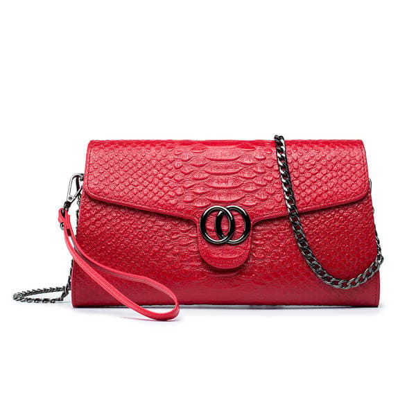 Crocodile Embossed Banquet Women's Fashion Small Dress Envelope Genuine Leather Clutch Shoulder Crossbody Evening Bag