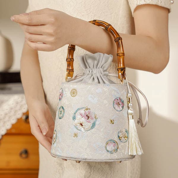 Ruyi Ball Embroidered Handbag - Ancient Style Qipao Banquet Bag - High-Precision Embroidery Mini Bucket Bag