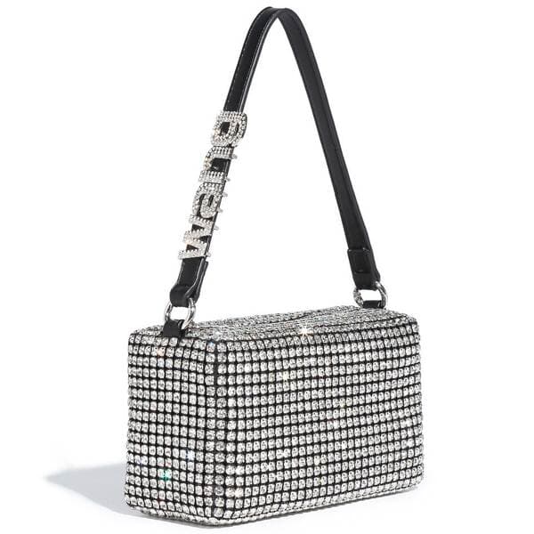 Rhinestone Women's Evening Bag - Sparkling Diamond Crossbody Handbag, Underarm Small Square Bag, Fashionable And Versatile