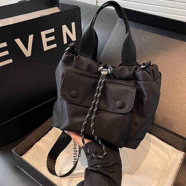Casual Small Drawstring Bucket Bag, Versatile Lightweight Oxford Cloth Handbag, Shoulder Crossbody Bag, Mini Tote Bag
