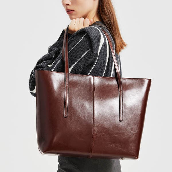 Vintage Large Leather Bag For Women, 2026 New Model, High-Capacity Genuine Leather Tote, Versatile Urban Shoulder Bag