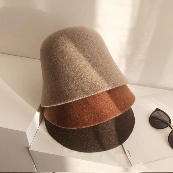 Australian Wool Bucket Hat For Women Autumn Winter Luxury High-End Face-Slimming Warm British Style Hat